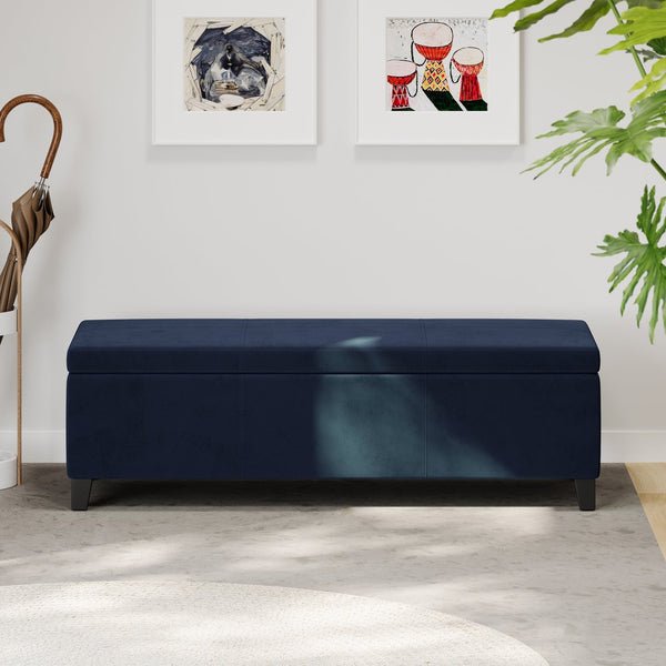 English Elm Christopher Knight Home® - GLOUSTER Plush Velvet Storage Ottoman with Lift-Top, Foam-Padded Seat, Sturdy Wood Frame & Chic Base Dark Blue 57742.00DBLU