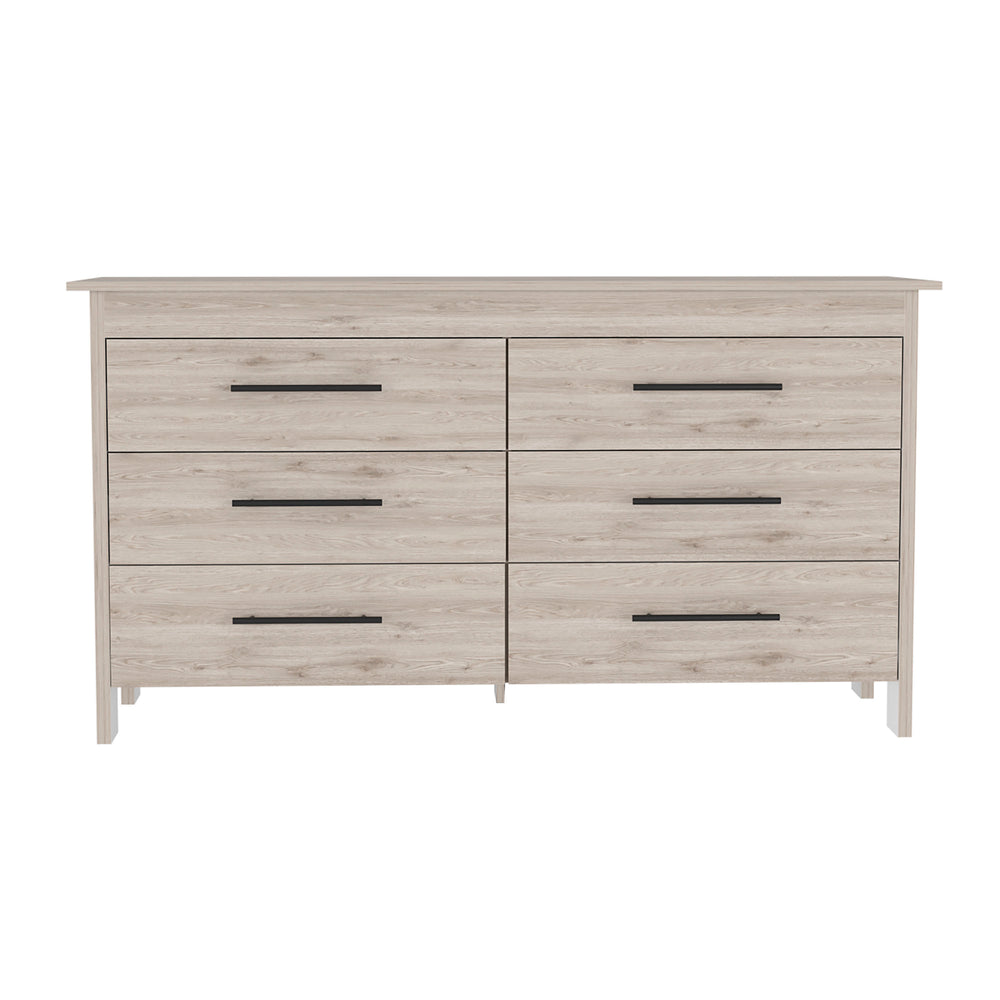 English Elm Hms 6 Drawer Double Dresser Light Gray with Black Metal Pulls, All-Metal Gliders, Stylish Storage B070S00012