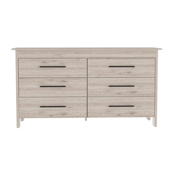 English Elm Hms 6 Drawer Double Dresser Light Gray with Black Metal Pulls, All-Metal Gliders, Stylish Storage B070S00012