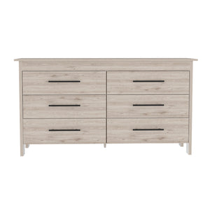 English Elm Hms 6 Drawer Double Dresser with Four Legs and Superior Top, Spacious Storage, Modern Bedroom Appeal Gray 35.8 L x 22.4 W x 7.5 H B200S00012