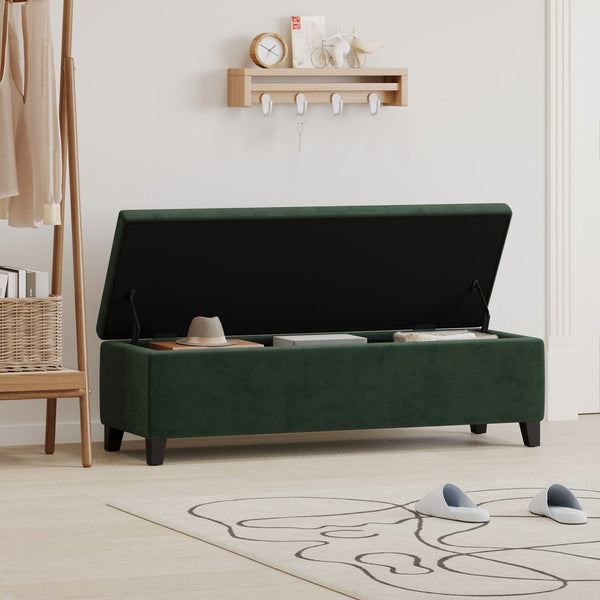 English Elm Christopher Knight Home® - GLOUSTER Plush Velvet Storage Ottoman with Lift-Top, Foam-Padded Seat, Sturdy Wood Frame & Chic Base Retro Green 57742.00GRN