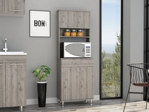 English Elm Bay Area Pantry Multifunctional Kitchen Cabinet with Drawer, Adjustable Metal Legs, Gray Finish B128P148870