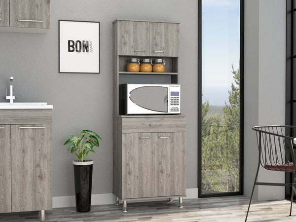 English Elm Bay Area Pantry Multifunctional Kitchen Cabinet with Drawer, Adjustable Metal Legs, Gray Finish B128P148870