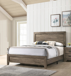 English Elm Grey Contemporary Queen Bed Frame in Durable Wood Finish — Chic, Low-Maintenance Design for Master or Guest Rooms Grey 66.5 L x 27.95 W x 5.51 H B011P174710