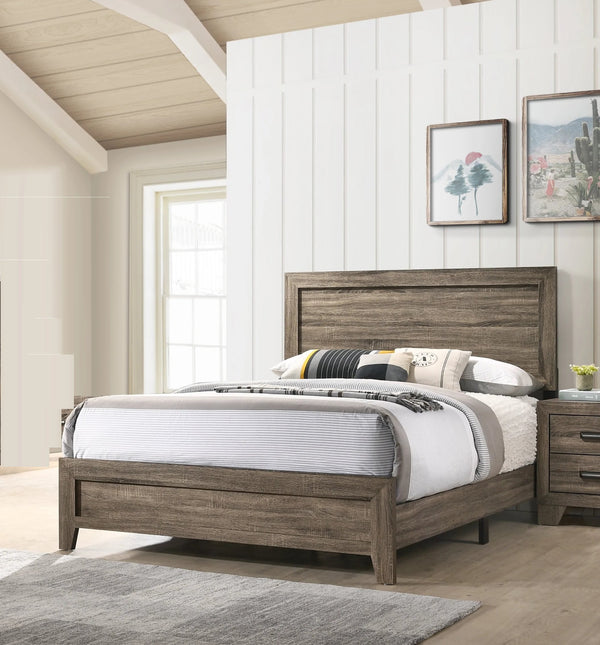 English Elm Grey Contemporary Queen Bed Frame in Durable Wood Finish — Chic, Low-Maintenance Design for Master or Guest Rooms Grey 66.5 L x 27.95 W x 5.51 H B011P174710