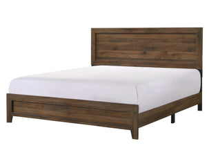 English Elm Brown Cherry Finish Fabric Queen Panel Bed Modern Wooden Platform Frame Durable Contemporary Design Brown 84 L x 27.95 W x 5.51 H B011P174707