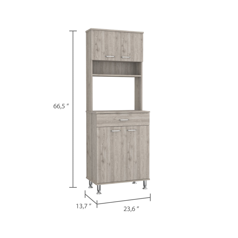 English Elm Bay Area Pantry Multifunctional Kitchen Cabinet with Drawer, Adjustable Metal Legs, Gray Finish B128P148870
