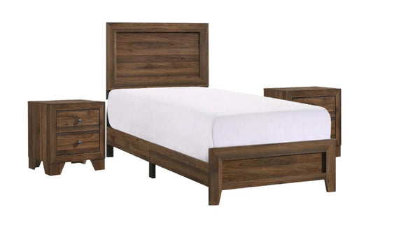 English Elm Brown Cherry Finish Fabric Queen Panel Bed Modern Wooden Platform Frame Durable Contemporary Design Brown 45.2 L x 27.95 W x 5.51 H B011P174709