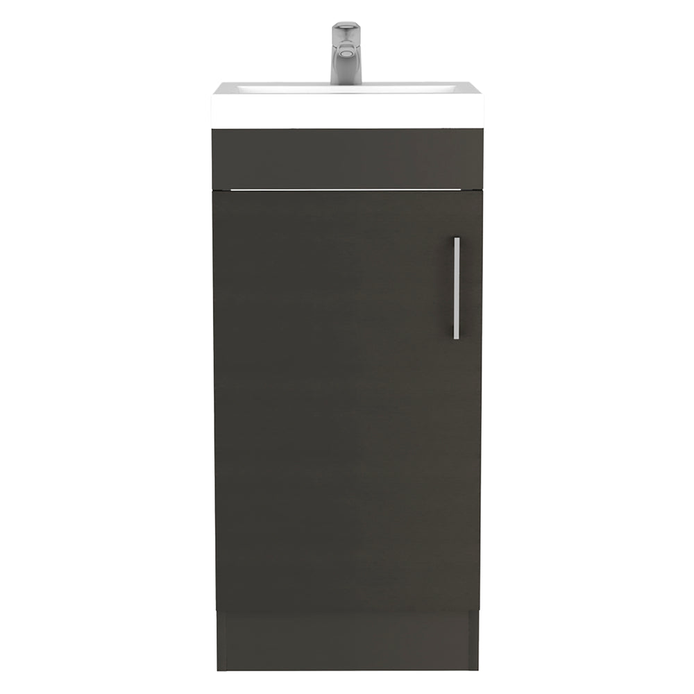 English Elm Madrid Black Bathroom Vanity Sink Cabinet with Metal Handle, Single Door, Internal Shelf, No Faucet Included B200S00054