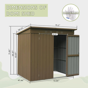 English Elm Outdoor Galvanized Steel Storage Shed with Lockable Doors and Waterproof Gable Roof W1859S00066