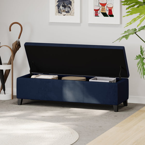 English Elm Christopher Knight Home® - GLOUSTER Plush Velvet Storage Ottoman with Lift-Top, Foam-Padded Seat, Sturdy Wood Frame & Chic Base Dark Blue 57742.00DBLU