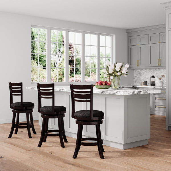 English Elm 24" Counter Height Swivel Stool With Espresso Finish And Padded Charcoal Fabric Seat For Style B04660690