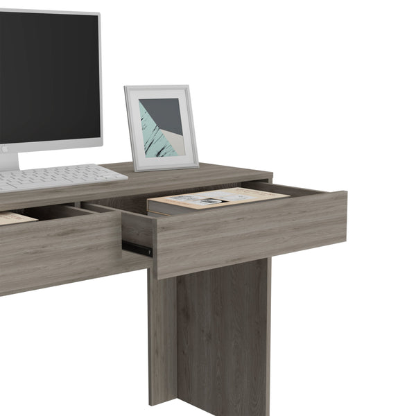 English Elm Tampa Engineered Wood Computer Desk with 2 Drawers in Beige — 47.3” Wide Worksurface, Storage B128P148814