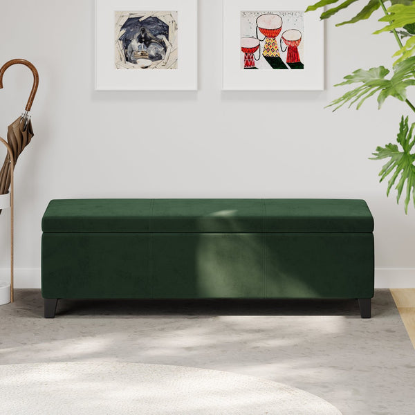 English Elm Christopher Knight Home® - GLOUSTER Plush Velvet Storage Ottoman with Lift-Top, Foam-Padded Seat, Sturdy Wood Frame & Chic Base Retro Green 57742.00GRN