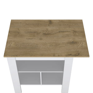 English Elm Macondo Beige Kitchen Island with Durable Particle Board Top, Modern Design & 3 Open Shelves for Storage and Workspace B200102696