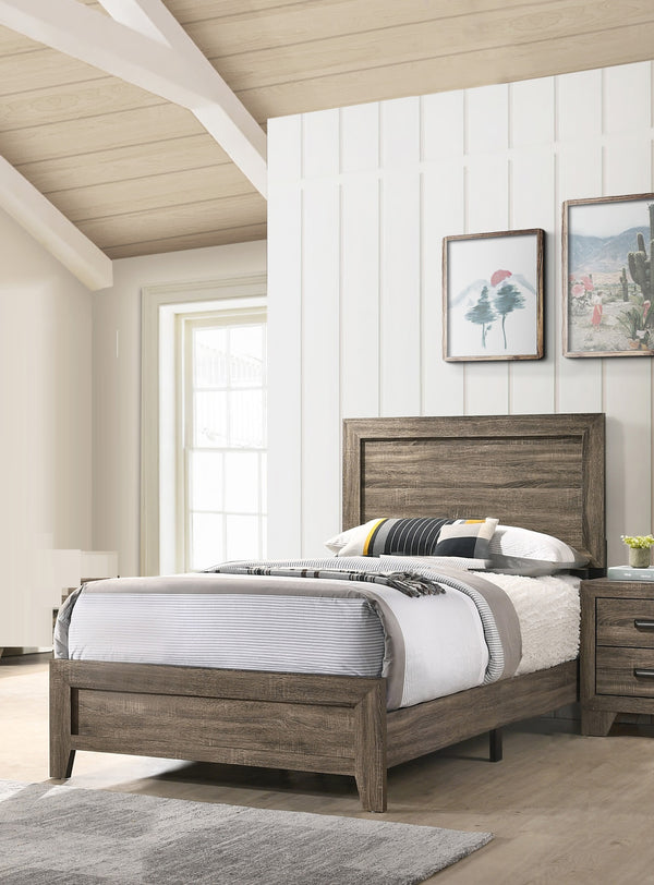 English Elm Grey Contemporary Queen Bed Frame in Durable Wood Finish — Chic, Low-Maintenance Design for Master or Guest Rooms Grey 45.2 L x 27.95 W x 5.51 H B011P174713