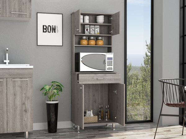 English Elm Bay Area Pantry Multifunctional Kitchen Cabinet with Drawer, Adjustable Metal Legs, Gray Finish B128P148870