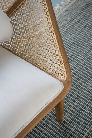 English Elm 41x32x29.5" Tectona Solid Teak Leisure Chair with Rattan Cane Back Organic Modern W2078P174833