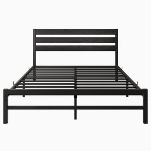 English Elm Queen Platform Bed Frame with Rustic Wooden Headboard, 10.6" Under-Storage, 500lb Steel Slats, Noise-Free Finish W840P164959