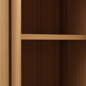 English Elm Large Bamboo Storage Cabinet with Louvered Doors — Moisture‑Resistant Freestanding Organizer for Bathroom, Kitchen, Living Room Neutral W2207P147169