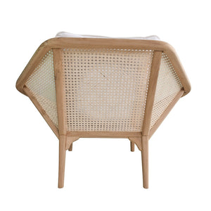 English Elm 41x32x29.5" Tectona Solid Teak Leisure Chair with Rattan Cane Back Organic Modern W2078P174833