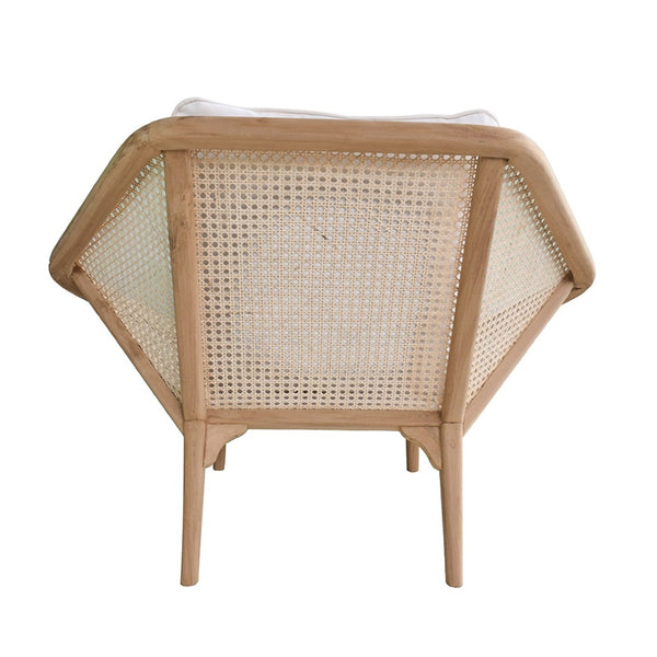 English Elm 41x32x29.5" Tectona Solid Teak Leisure Chair with Rattan Cane Back Organic Modern W2078P174833