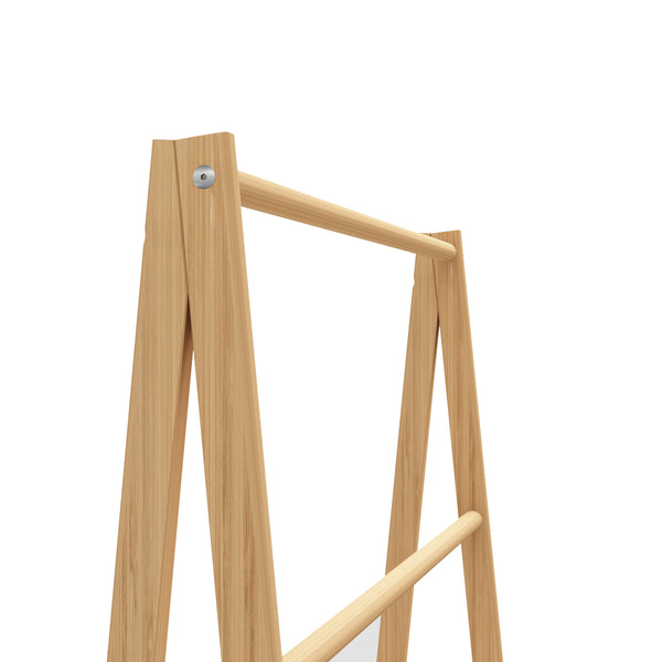 English Elm Bamboo Freestanding Towel Ladder with Bottom Shelf – Beach & Poolside Storage, Lightweight Eco-Friendly Elegance W2207P147173