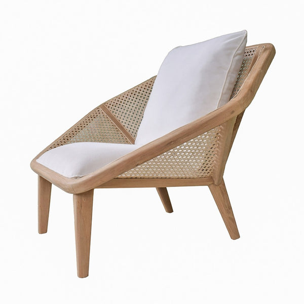 English Elm 41x32x29.5" Tectona Solid Teak Leisure Chair with Rattan Cane Back Organic Modern W2078P174833
