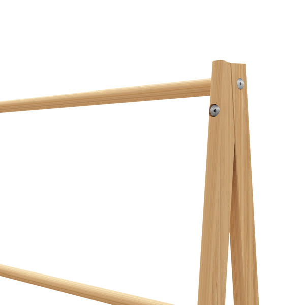 English Elm Bamboo Freestanding Towel Ladder with Bottom Shelf – Beach & Poolside Storage, Lightweight Eco-Friendly Elegance W2207P147173