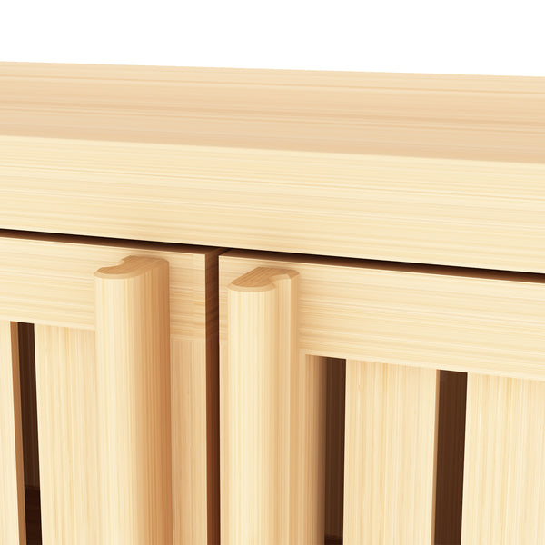 English Elm Large Bamboo Storage Cabinet with Louvered Doors — Moisture‑Resistant Freestanding Organizer for Bathroom, Kitchen, Living Room Neutral W2207P147169