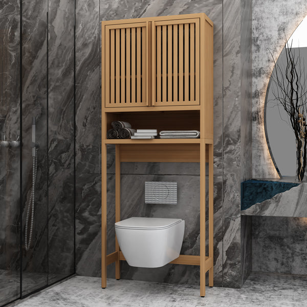 English Elm Toilet Bamboo Freestanding Storage Rack for Bathroom & Laundry — Space-Saving, Stylish Cabinet Organizer W2207P147171