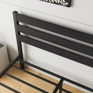 English Elm Full Full Size Platform Bed Frame with Rustic Wood Headboard, 10.6" Under-Bed Storage, 450lb Capacity W840P164957