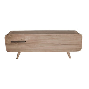 English Elm 59x15x20" Solid Teak Media Cabinet with Woven Cane Doors for Living or Dining Rooms W2078P174835