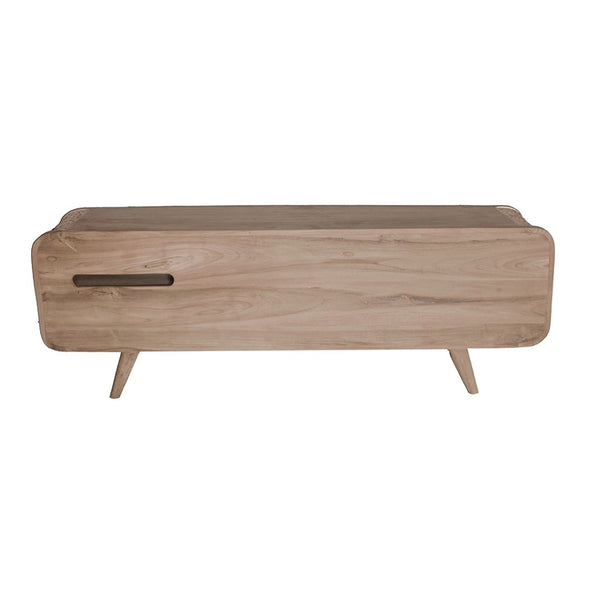 English Elm 59x15x20" Solid Teak Media Cabinet with Woven Cane Doors for Living or Dining Rooms W2078P174835