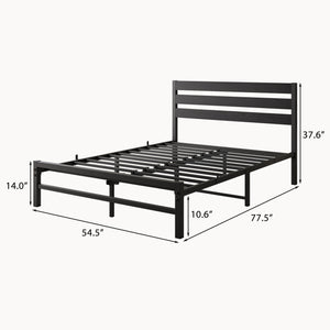English Elm Full Full Size Platform Bed Frame with Rustic Wood Headboard, 10.6" Under-Bed Storage, 450lb Capacity W840P164957