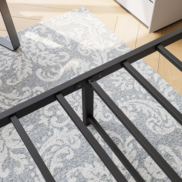 English Elm Queen Platform Bed Frame with Rustic Wooden Headboard, 10.6" Under-Storage, 500lb Steel Slats, Noise-Free Finish W840P164959