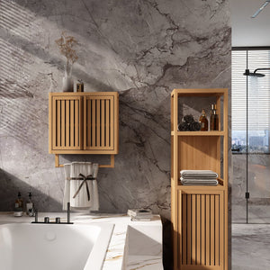 English Elm Bathroom Bamboo Wall Cabinet - Solid Bamboo Toilet Storage Box, Durable Eco-Friendly Minimalist Design (22.85x11.43x10.05) W2207P147167