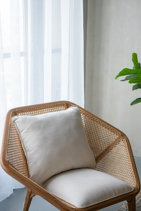 English Elm 41x32x29.5" Tectona Solid Teak Leisure Chair with Rattan Cane Back Organic Modern W2078P174833