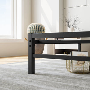 English Elm Full Full Size Platform Bed Frame with Rustic Wood Headboard, 10.6" Under-Bed Storage, 450lb Capacity W840P164957