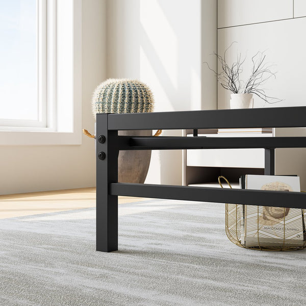 English Elm Full Full Size Platform Bed Frame with Rustic Wood Headboard, 10.6" Under-Bed Storage, 450lb Capacity W840P164957