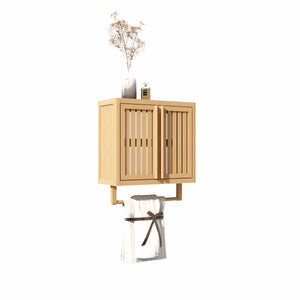 English Elm Bathroom Bamboo Wall Cabinet - Solid Bamboo Toilet Storage Box, Durable Eco-Friendly Minimalist Design (22.85x11.43x10.05) W2207P147167