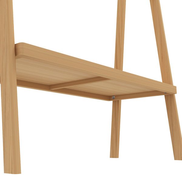 English Elm Bamboo Freestanding Towel Ladder with Bottom Shelf – Beach & Poolside Storage, Lightweight Eco-Friendly Elegance W2207P147173