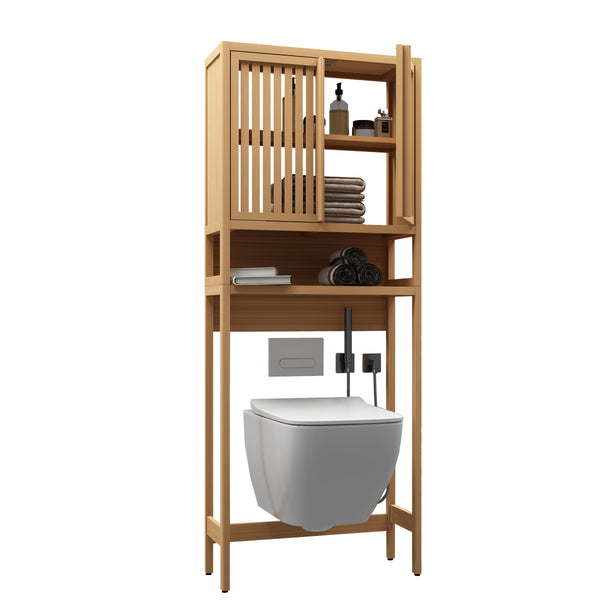 English Elm Toilet Bamboo Freestanding Storage Rack for Bathroom & Laundry — Space-Saving, Stylish Cabinet Organizer W2207P147171