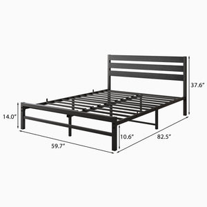 English Elm Queen Platform Bed Frame with Rustic Wooden Headboard, 10.6" Under-Storage, 500lb Steel Slats, Noise-Free Finish W840P164959