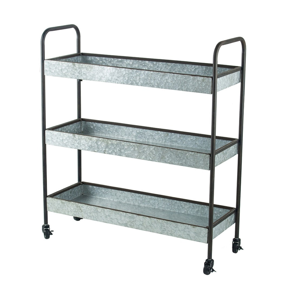 English Elm 35x12.5x40" Galvanized Steel Three Tier Open Shelf for Entryway Mudroom Rustic Storage W2078P174879