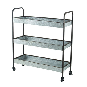 English Elm 35x12.5x40" Galvanized Steel Three Tier Open Shelf for Entryway Mudroom Rustic Storage W2078P174879