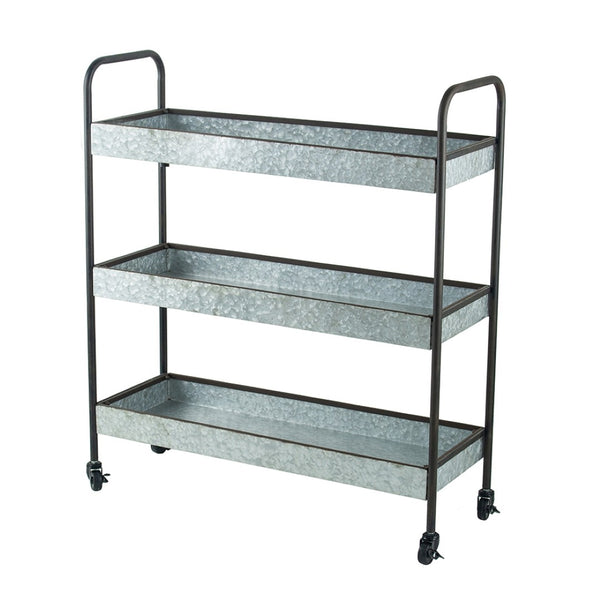 English Elm 35x12.5x40" Galvanized Steel Three Tier Open Shelf for Entryway Mudroom Rustic Storage W2078P174879
