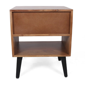 English Elm 19.5x15.5x21.5" Asther Solid Acacia Wood Nightstand with Drawer and Open Shelf W2078P174927