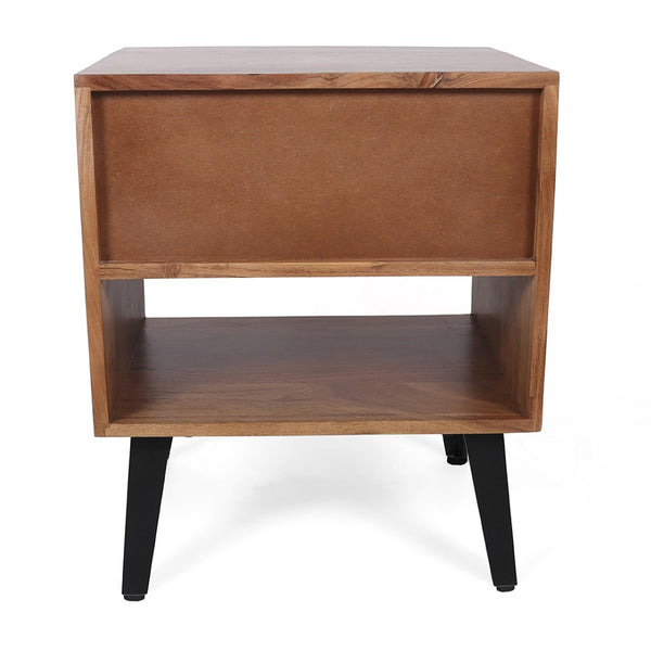 English Elm 19.5x15.5x21.5" Asther Solid Acacia Wood Nightstand with Drawer and Open Shelf W2078P174927