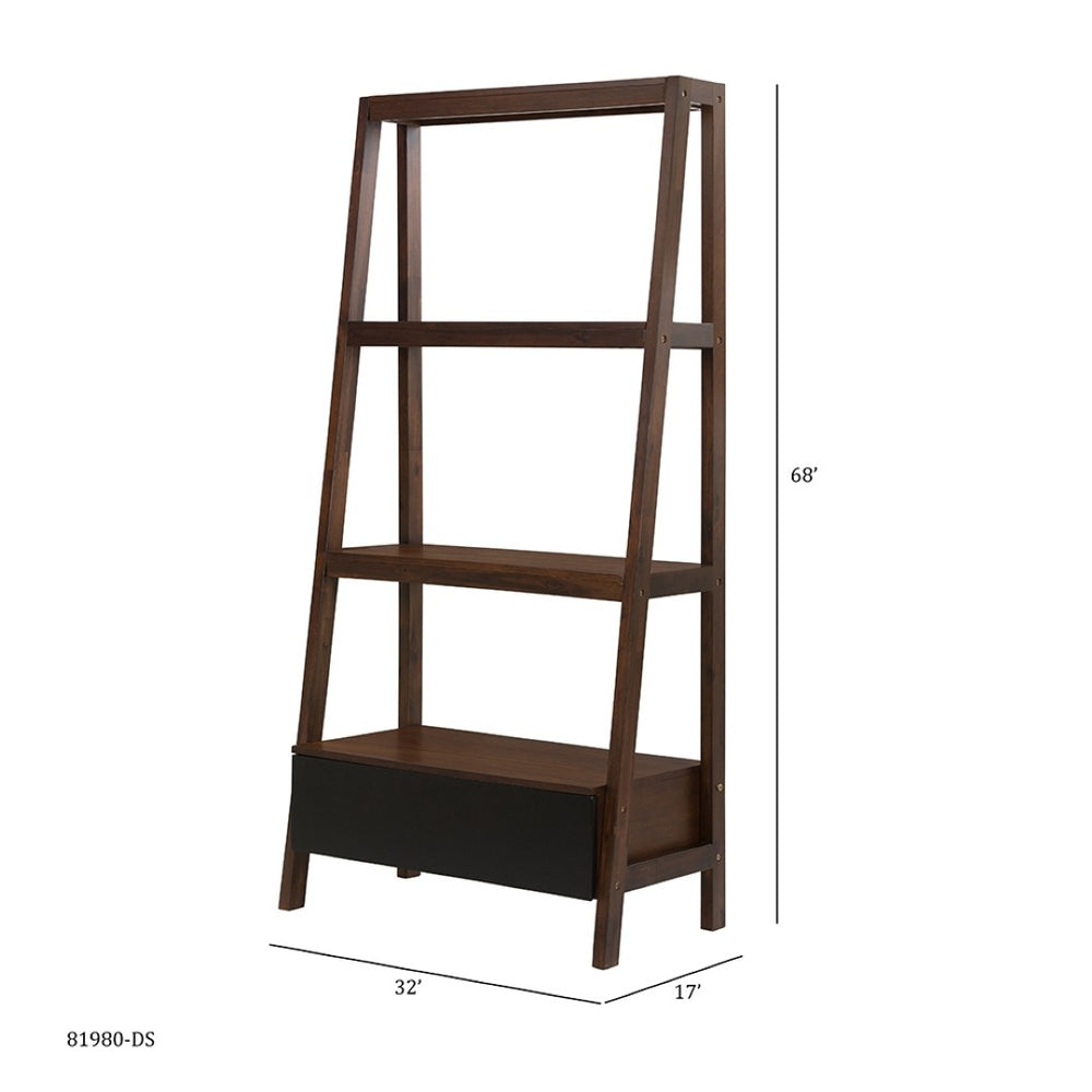 English Elm 32x17x68" Acacia Wood Ladder Bookshelf Open Display Unit for Living Room or Office W2078P174875